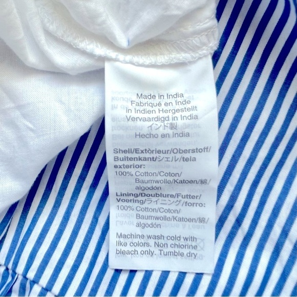 J Crew Tiered Popover Mini Dress Stripe Cotton Poplin Blue White Stripe Tiered M - Picture 12 of 13